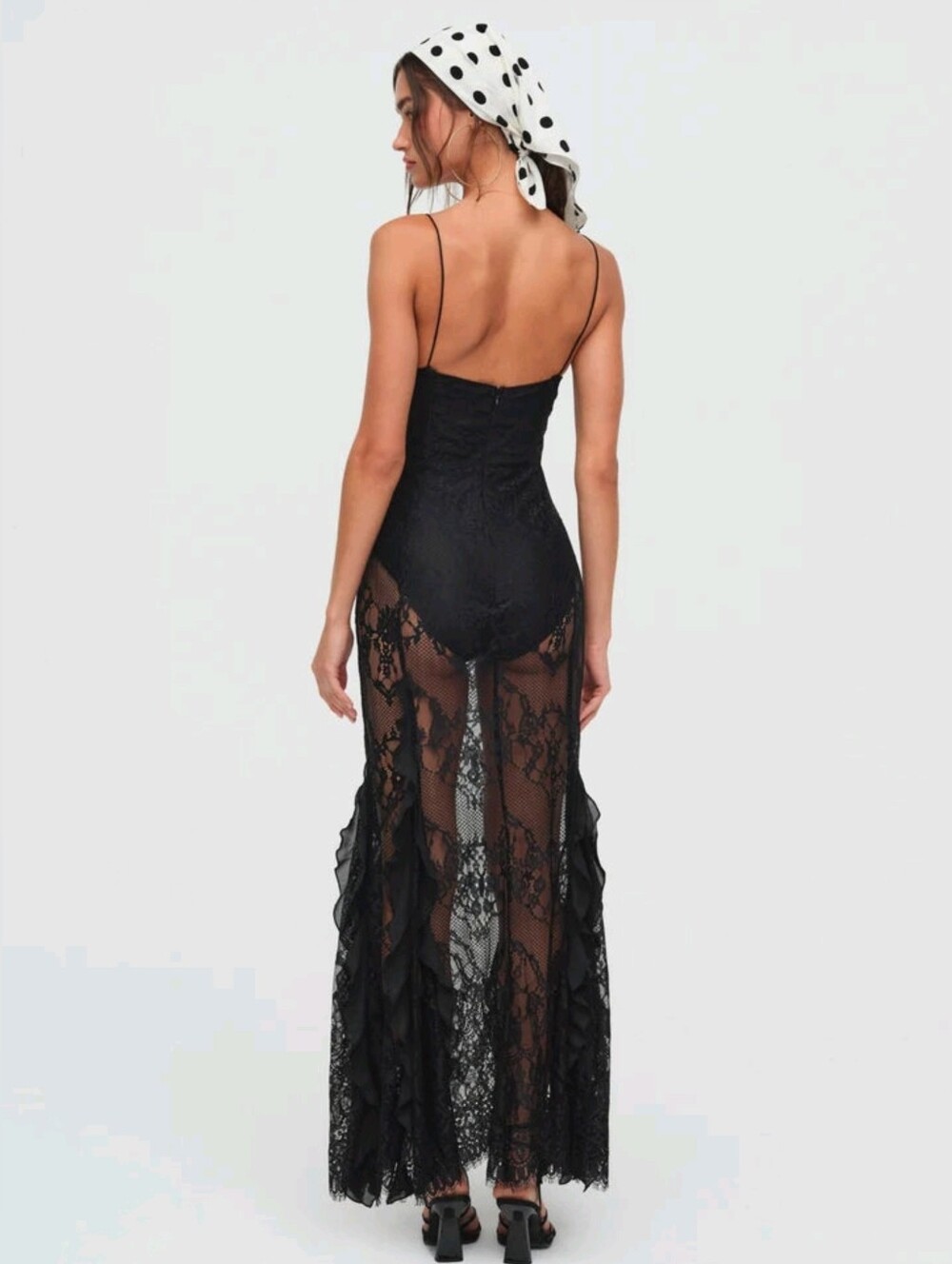 NWT! For Love And Lemons Shirley Black Lace Maxi Slip Gown - Picture 5 of 8